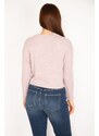 Şans Women's Plus Size Pink Lace-Up Front Blouse