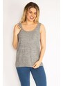 Şans Women's Plus Size Gray Wool Viscose Sleeveless Blouse