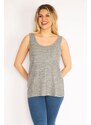 Şans Women's Plus Size Gray Wool Viscose Sleeveless Blouse