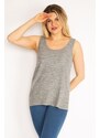 Şans Women's Plus Size Gray Wool Viscose Sleeveless Blouse