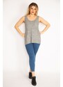 Şans Women's Plus Size Gray Wool Viscose Sleeveless Blouse