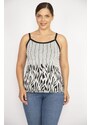 Şans Women's Gray Plus Size Silvery Detailed Strappy Blouse