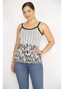 Şans Women's Gray Plus Size Silvery Detailed Strappy Blouse