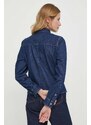 Džínová košile Calvin Klein Jeans dámská, tmavomodrá barva, regular, s klasickým límcem