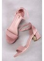 XTI Růžové semišové sandály na hrubém podpatku 142836