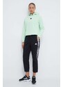 Mikina adidas dámská, zelená barva, s kapucí, s aplikací, IS3014