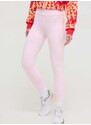 Legíny adidas dámské, růžová barva, hladké, IS4291
