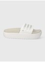 Pantofle adidas dámské, bílá barva, na platformě, IE9703
