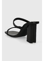 Kožené pantofle Karl Lagerfeld KL TOWER dámské, černá barva, na podpatku, KL33920