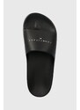 Pantofle Tommy Jeans TJW PRINTED PU POOL SLIDE dámské, černá barva, EN0EN02693