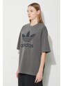 Bavlněné tričko adidas Originals Washed Trefoil Tee šedá barva, IN2268