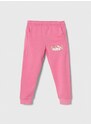 Dětské tepláky Puma ESS+ SUMMER CAMP Sweatpants TR růžová barva, s potiskem