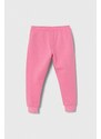 Dětské tepláky Puma ESS+ SUMMER CAMP Sweatpants TR růžová barva, s potiskem