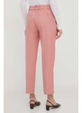 Kalhoty Tommy Hilfiger dámské, růžová barva, jednoduché, high waist