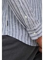 Lněná košile Michael Kors šedá barva, regular, se stojáčkem