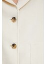 Vlněná bunda Tommy Hilfiger béžová barva, přechodná, oversize