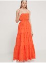 Bavlněné šaty Desigual MALVER oranžová barva, maxi, 24SWVW12