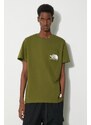 Bavlněné tričko The North Face M Berkeley California Pocket S/S Tee zelená barva, s potiskem, NF0A87U2PIB1