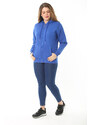 Şans Women's Plus Size In Sake Rayon 3 Thread Front Zipper Hooded Sweatshirt