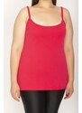 Şans Women's Plus Size Fuchsia Cotton Fabric Adjustable Straps Height Adjustment blouse