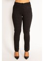 Şans Women's Plus Size Black Skinny Pants with Ornamental Pocket