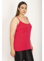 Şans Women's Plus Size Fuchsia Cotton Fabric Adjustable Straps Height Adjustment blouse