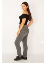 Şans Women's Plus Size Gray 5-Pocket Skinny Jeans with 5 Pockets