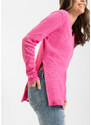 bonprix Dlouhé triko s rozparkem z organické bavlny Pink