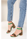 Soho Green-Leopard Women's Classic Heeled Shoes 14529