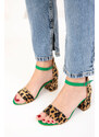Soho Green-Leopard Women's Classic Heeled Shoes 14529