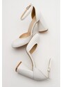 LuviShoes Oslo White Skin Women's Heeled Shoes