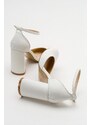 LuviShoes Oslo White Skin Women's Heeled Shoes
