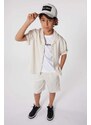 Dětská bavlněná kšiltovka Karl Lagerfeld béžová barva, s aplikací