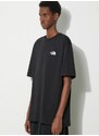 Bavlněné tričko The North Face M S/S Essential Oversize Tee černá barva, s potiskem, NF0A87NRJK31