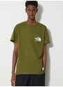 Bavlněné tričko The North Face M Berkeley California Pocket S/S Tee zelená barva, s potiskem, NF0A87U2PIB1