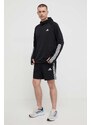 Joggingová mikina adidas Performance Own the Run černá barva, s kapucí, s potiskem, IK4984