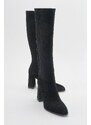 LuviShoes DECER Women's Black Patterned Heeled Boots