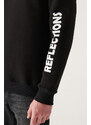 Avva Men's Black Crew Neck Hologram 3 Thread Fleece Inside Regular Fit Sweatshirt