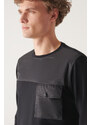 Avva Men's Black Crew Neck Fleece 3 Thread Regular Fit Sweatshirt