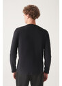 Avva Men's Black Crew Neck Fleece 3 Thread Regular Fit Sweatshirt