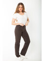 Şans Women's Plus Size Brown Lycra 5-Pocket Jeans