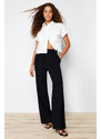 Trendyol Black Belted Wide Leg Woven Trousers