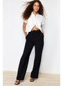 Trendyol Black Belted Wide Leg Woven Trousers