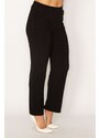 Şans Women's Black Plus Size Lycra Sandy Fabric Ironing Mark Grass Stitched Pocket Trousers