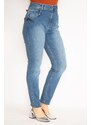Şans Women's Large Size Blue Wash Effect 5 Pocket Jeans