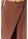 Trendyol Brown Wide Leg Cross Closure Detail Woven Trousers