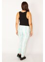Şans Women's Plus Size Green Tie Dye Patterned Lycra 5-Pocket Jeans Trousers