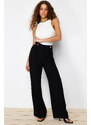 Trendyol Black Wide Leg Buttoned Woven Trousers