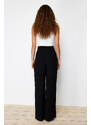 Trendyol Black Wide Leg Buttoned Woven Trousers