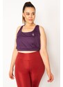 Şans Women's Plus Size Plum Back Detailed Crop Scallops